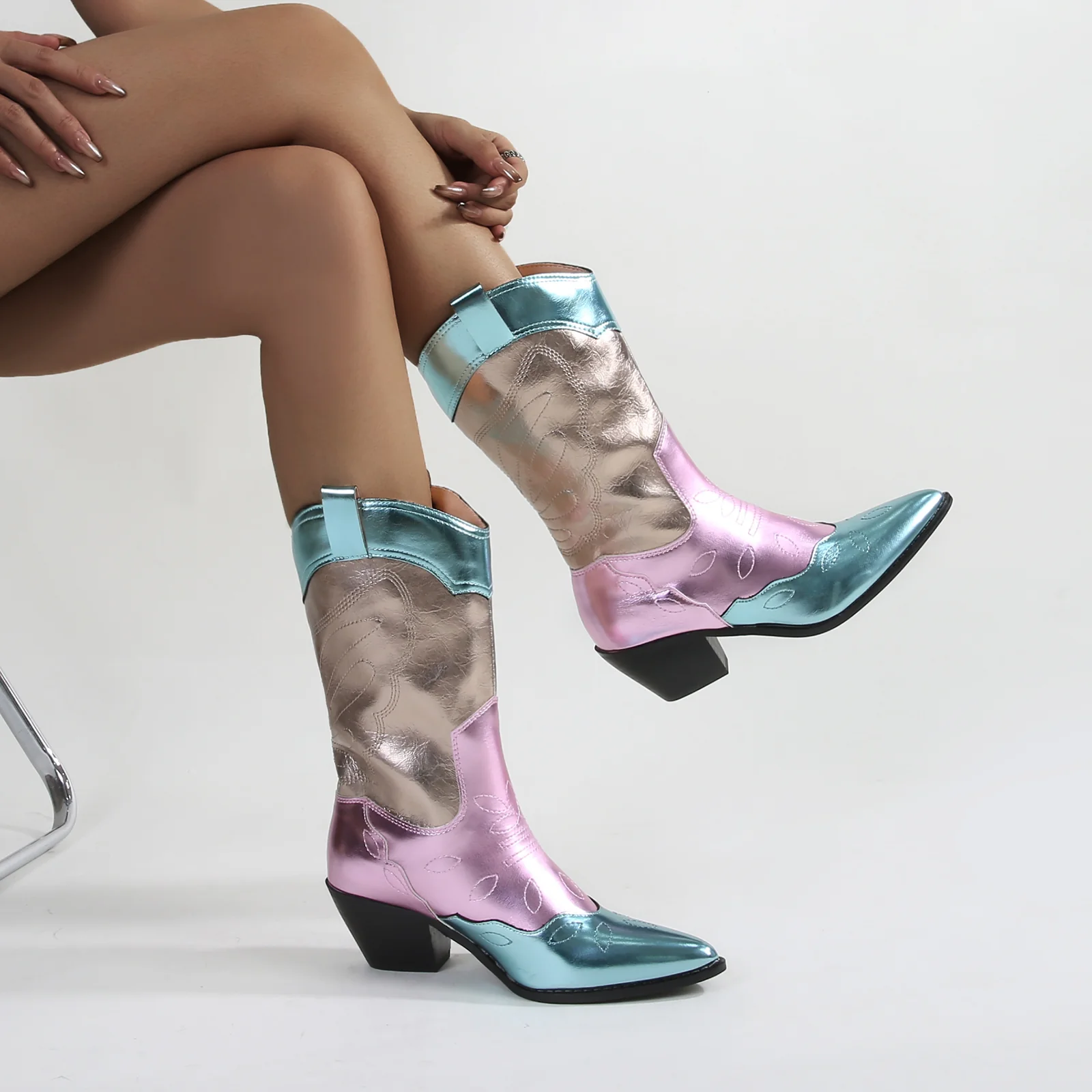 Myrtle Metallic Finish Western Cowboy Boots - Image 3