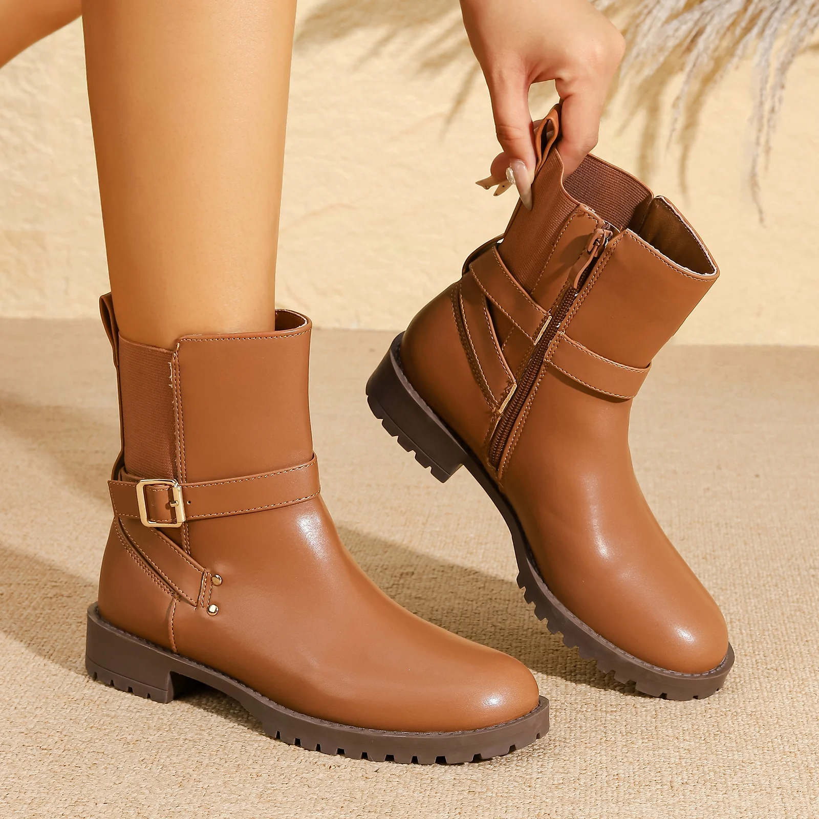 Parvin Moto Buckle Strap Ankle Boots - Image 11