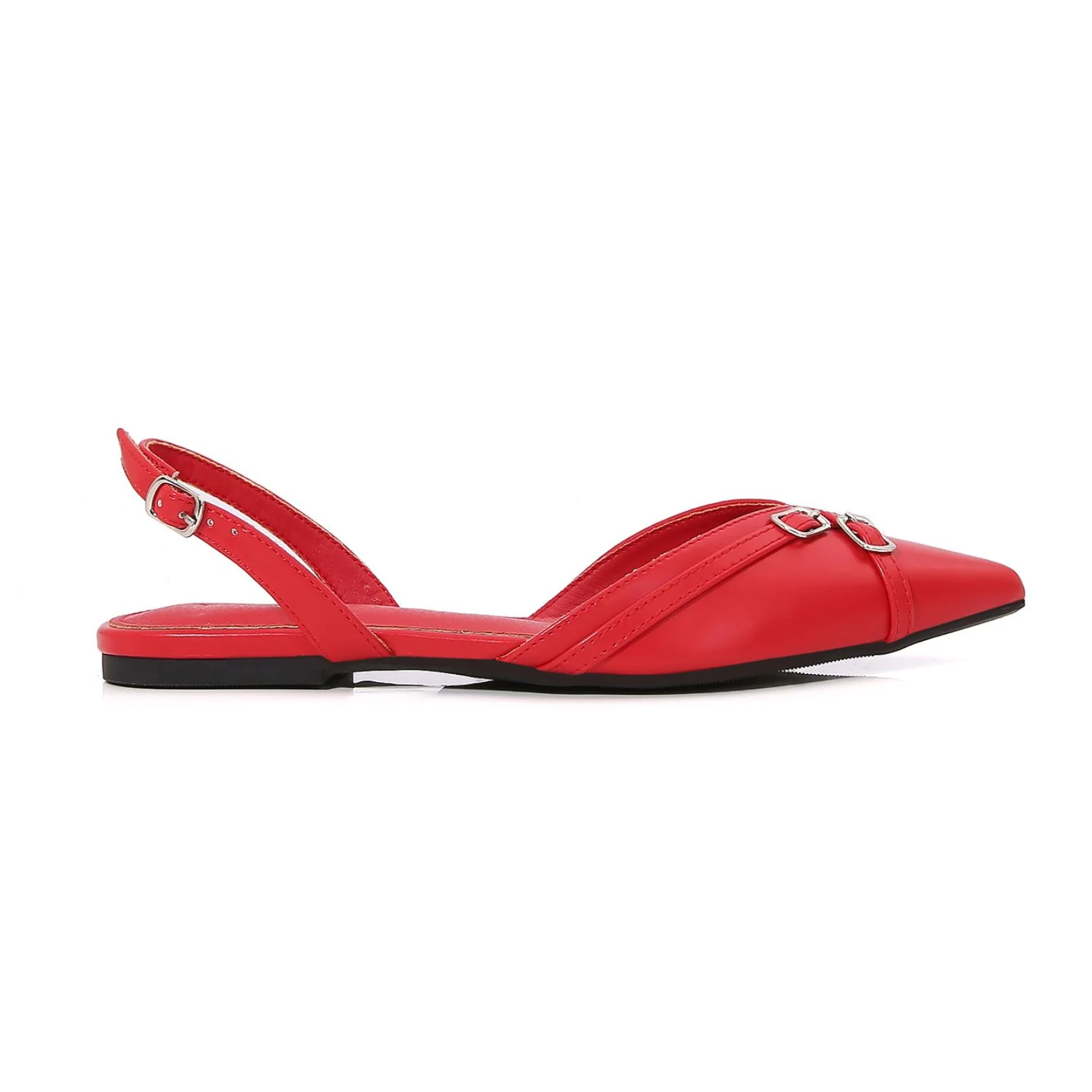 Pia Sleek Buckled Slingback Pointed Flat - Image 10