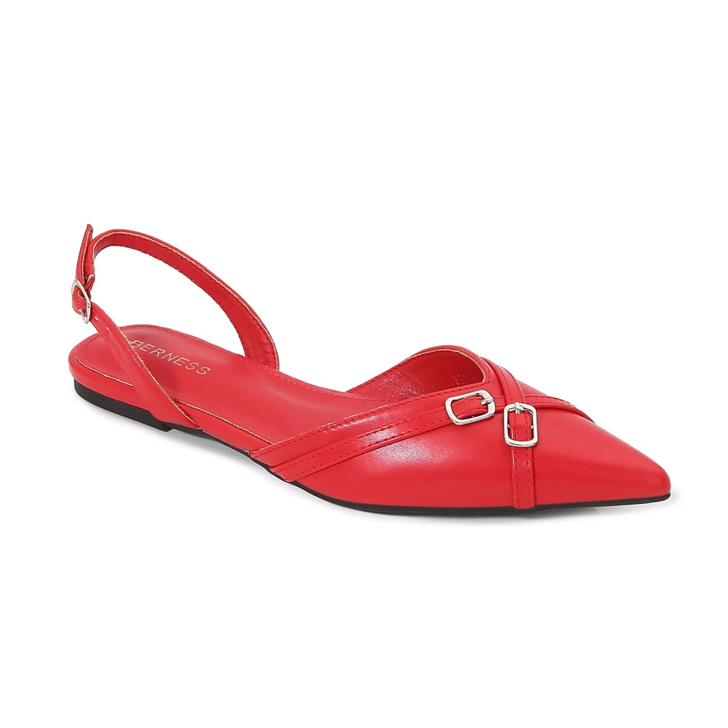 Pia Sleek Buckled Slingback Pointed Flat - Image 9
