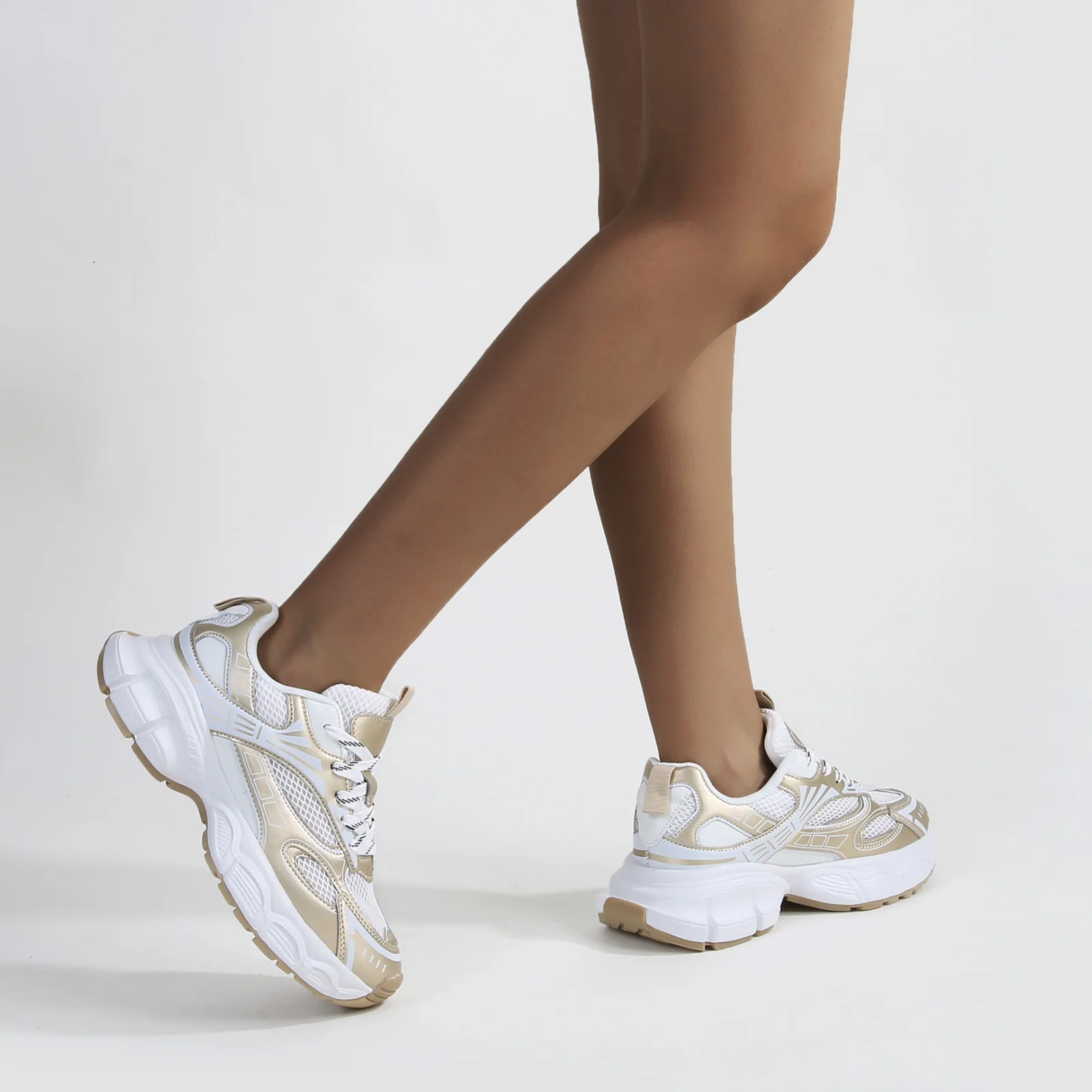 Ramona Metallic Gold Chunky Sole Sneakers - Image 6