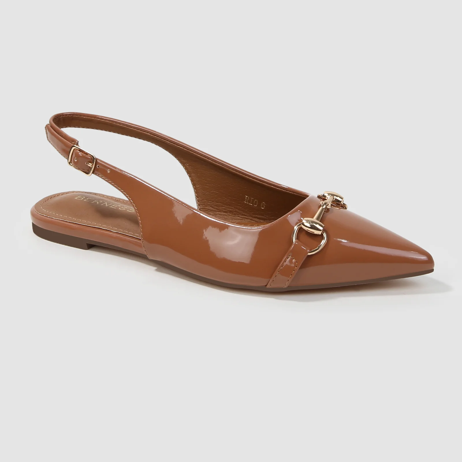 Rio Patent Slingback Flats with Chain Detail - Image 11