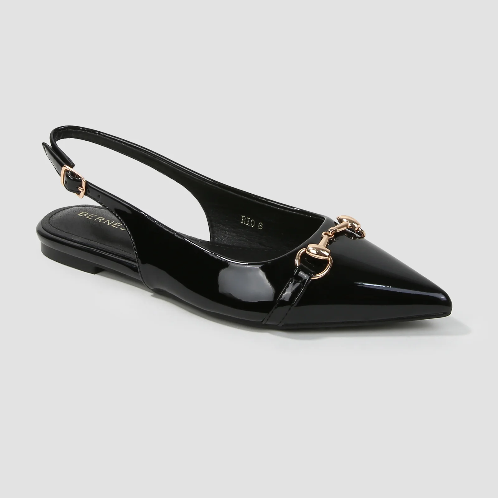 Rio Patent Slingback Flats with Chain Detail - Image 16