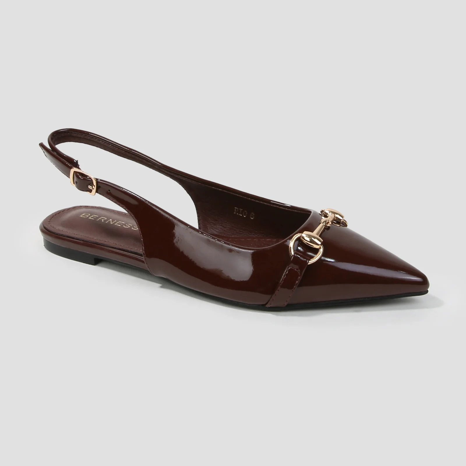 Rio Patent Slingback Flats with Chain Detail - Image 6