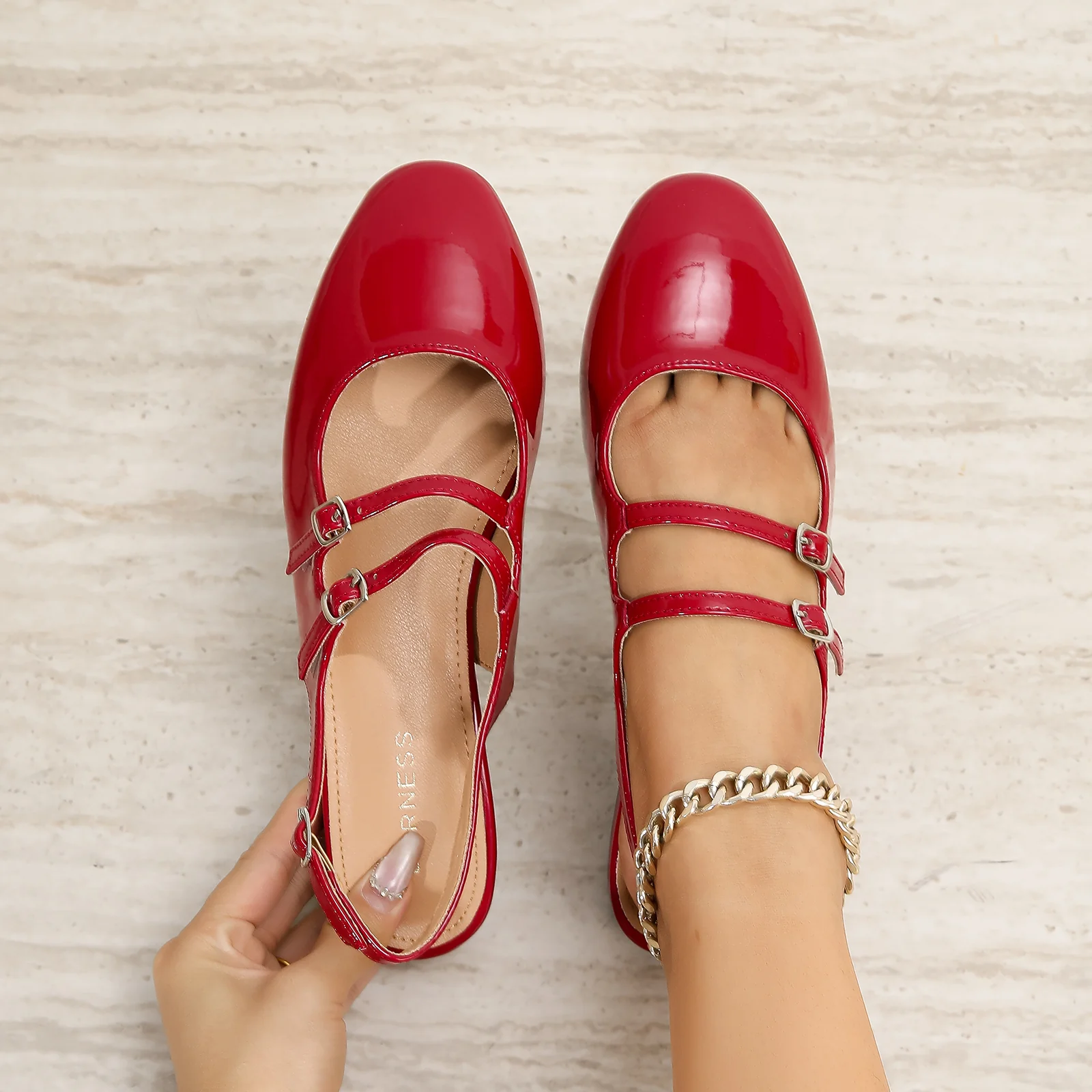 Rosalie Double-Buckle Slingback Mary Jane Flats - Image 13