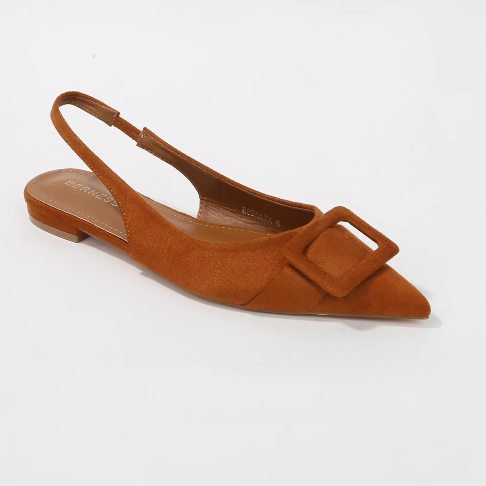 Rossana Suede Slingback Flats with Oversized Suede Buckle - Image 11