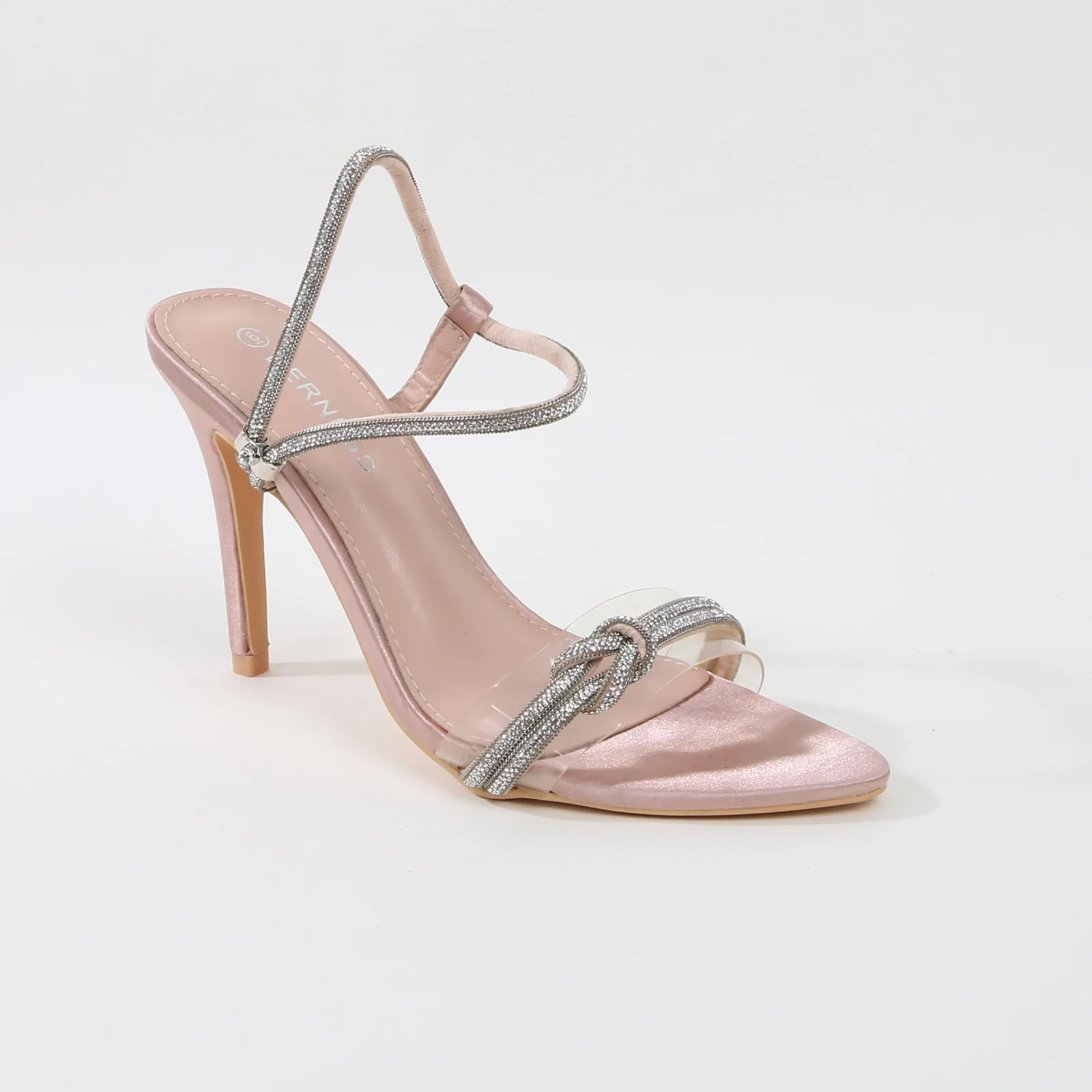 Ruby Stiletto Heeled Sandals with Rhinestone Knot Detail - Image 9