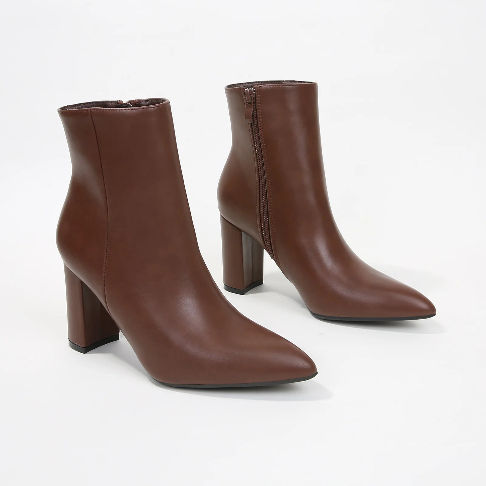 Sara Pointed Block Heel Ankle Boots - Image 7