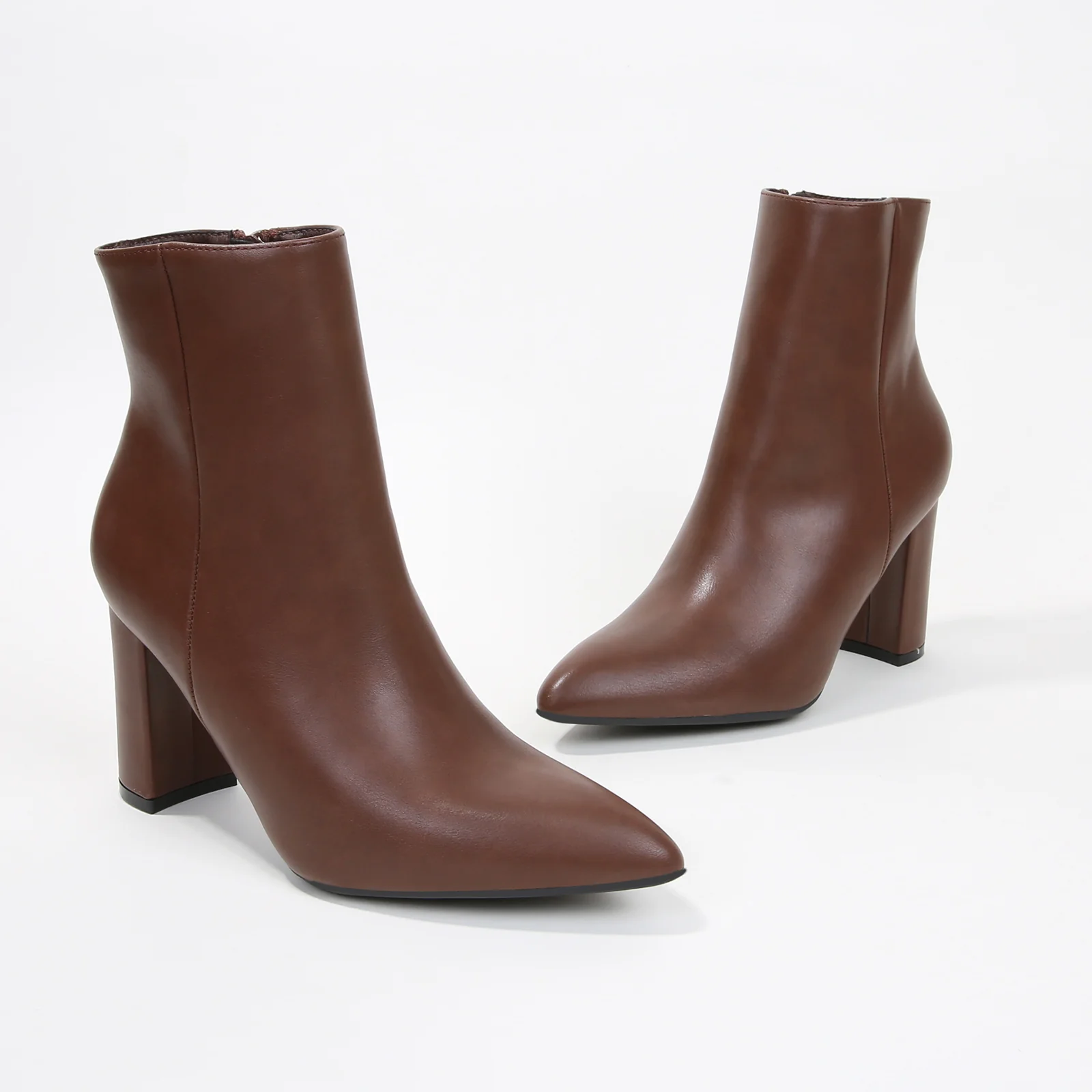 Sara Pointed Block Heel Ankle Boots - Image 8