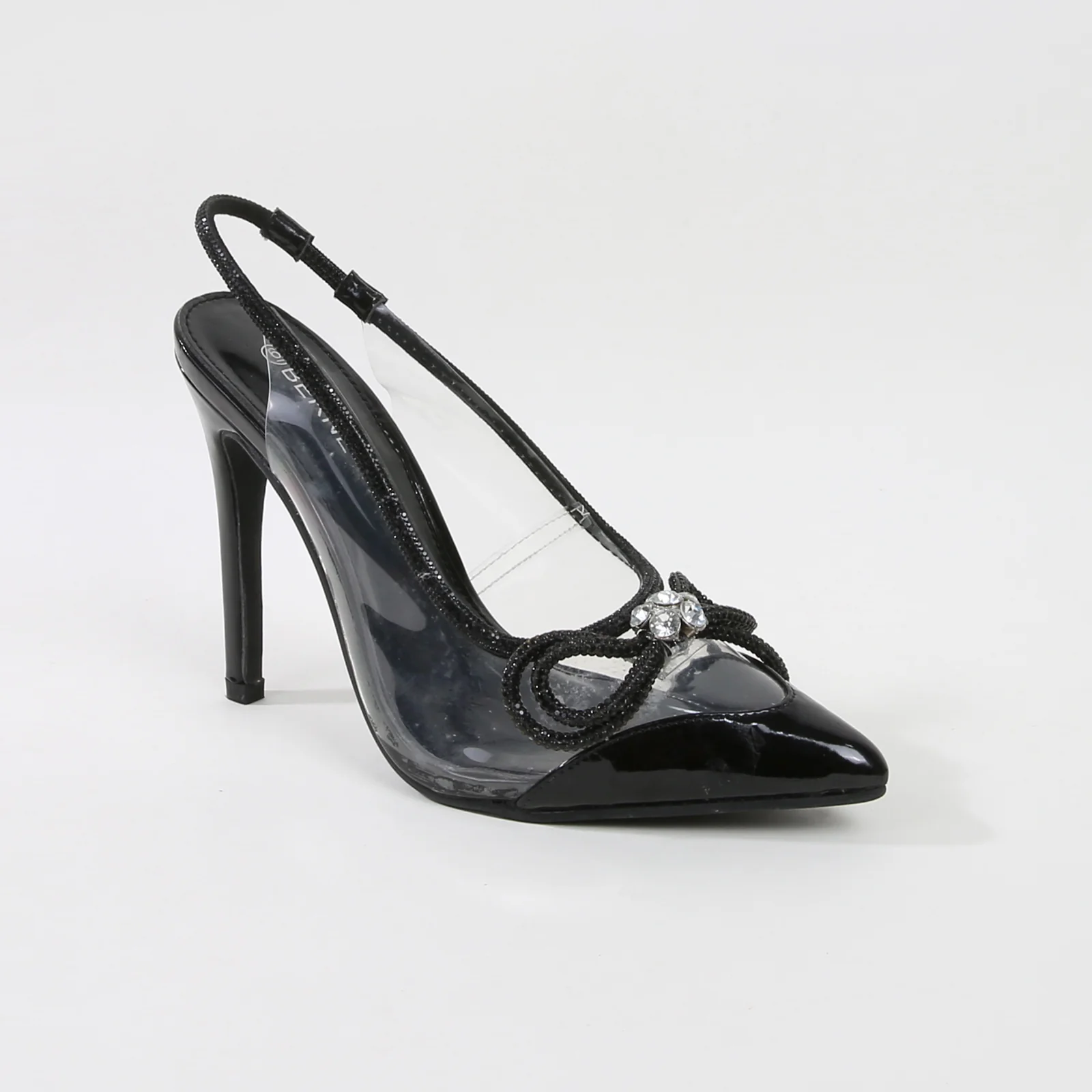 Serena Rhinestone Bow Accent Clear Slingback Pump Heels - Image 10