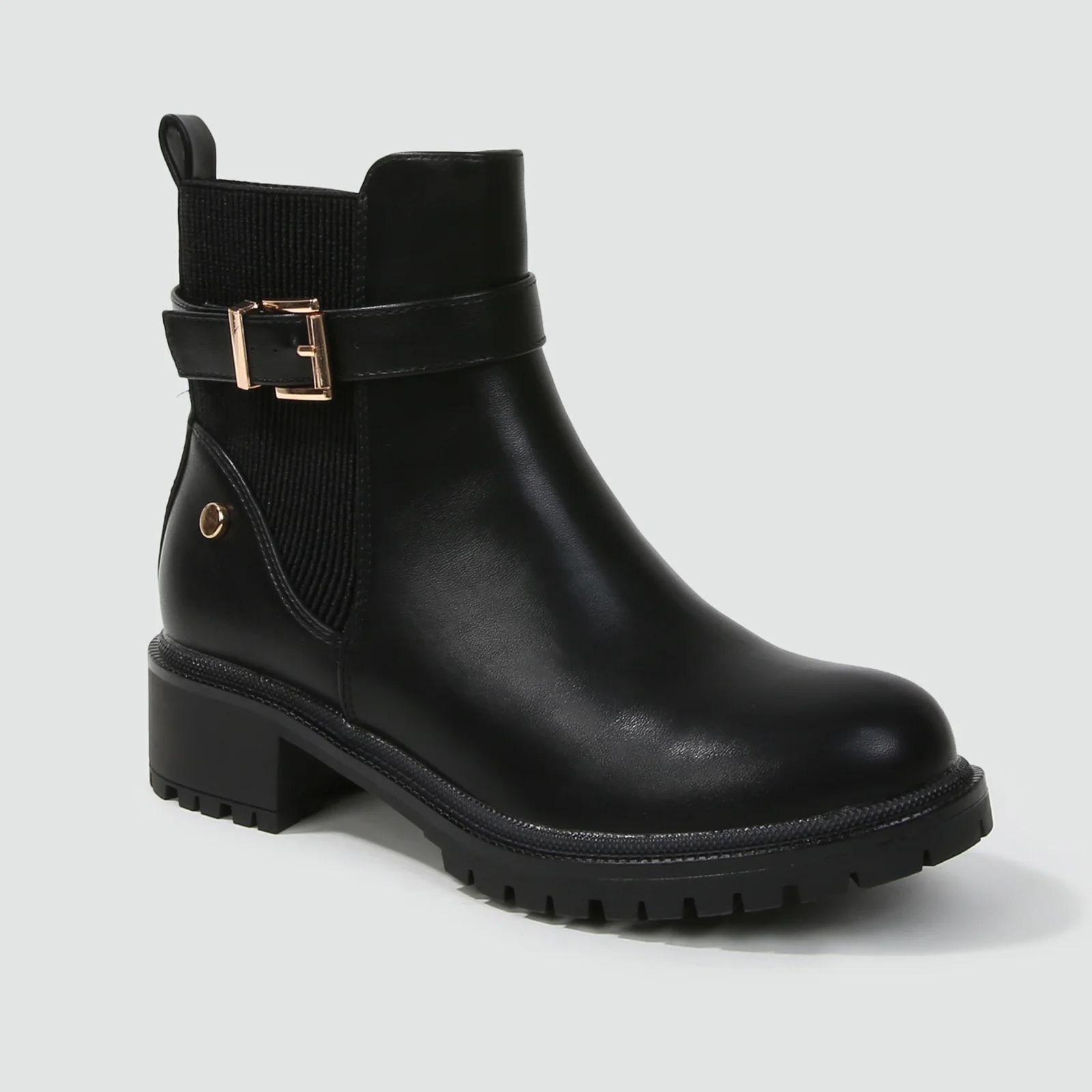 Shane Faux Leather Ankle Chelsea Boots with Buckle Strap Detail - Image 6