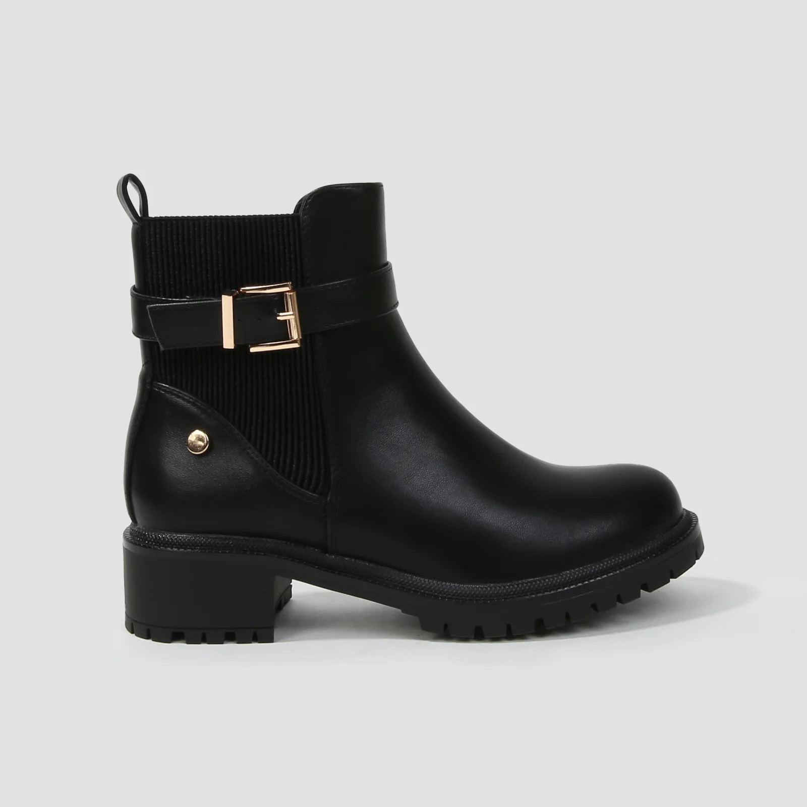 Shane Faux Leather Ankle Chelsea Boots with Buckle Strap Detail - Image 7