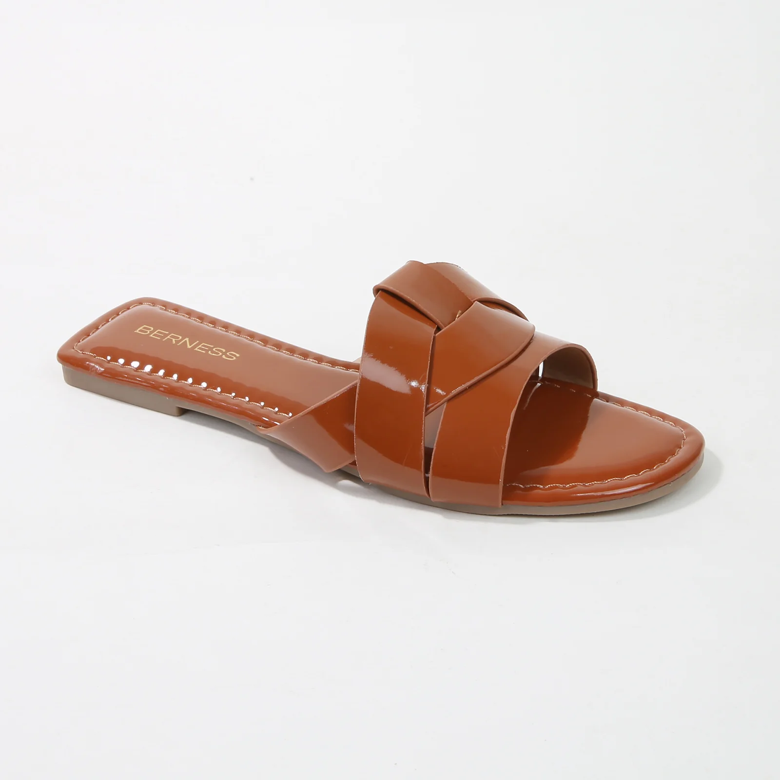 Topaz Glossy Patent Braided Slide Sandals - Image 11