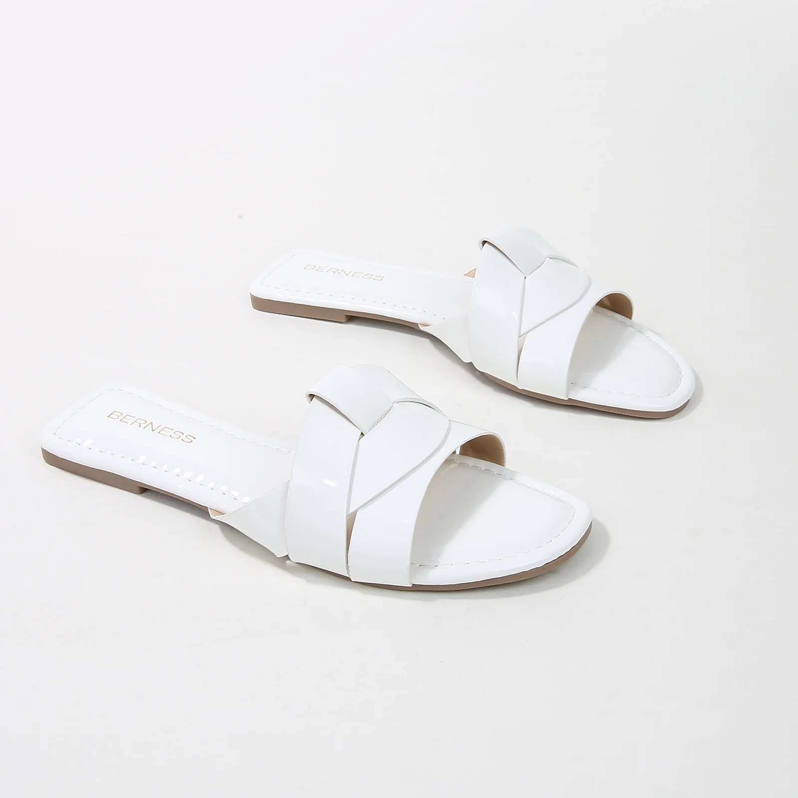 Topaz Glossy Patent Braided Slide Sandals - Image 17