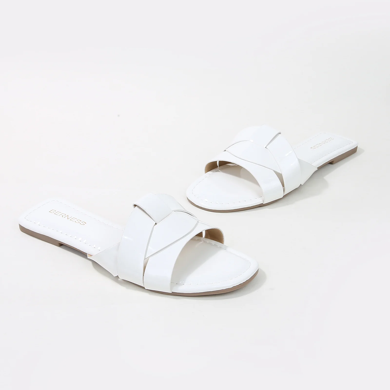 Topaz Glossy Patent Braided Slide Sandals - Image 18