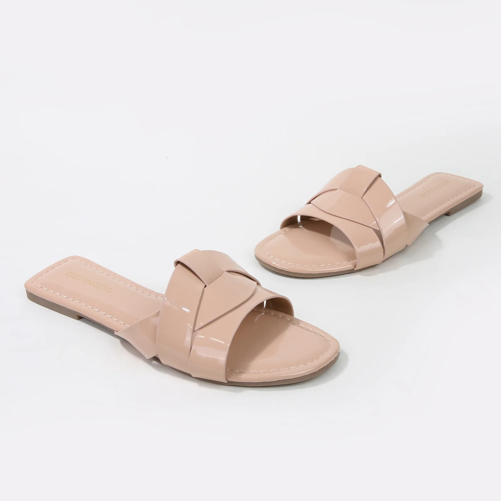 Topaz Glossy Patent Braided Slide Sandals - Image 3