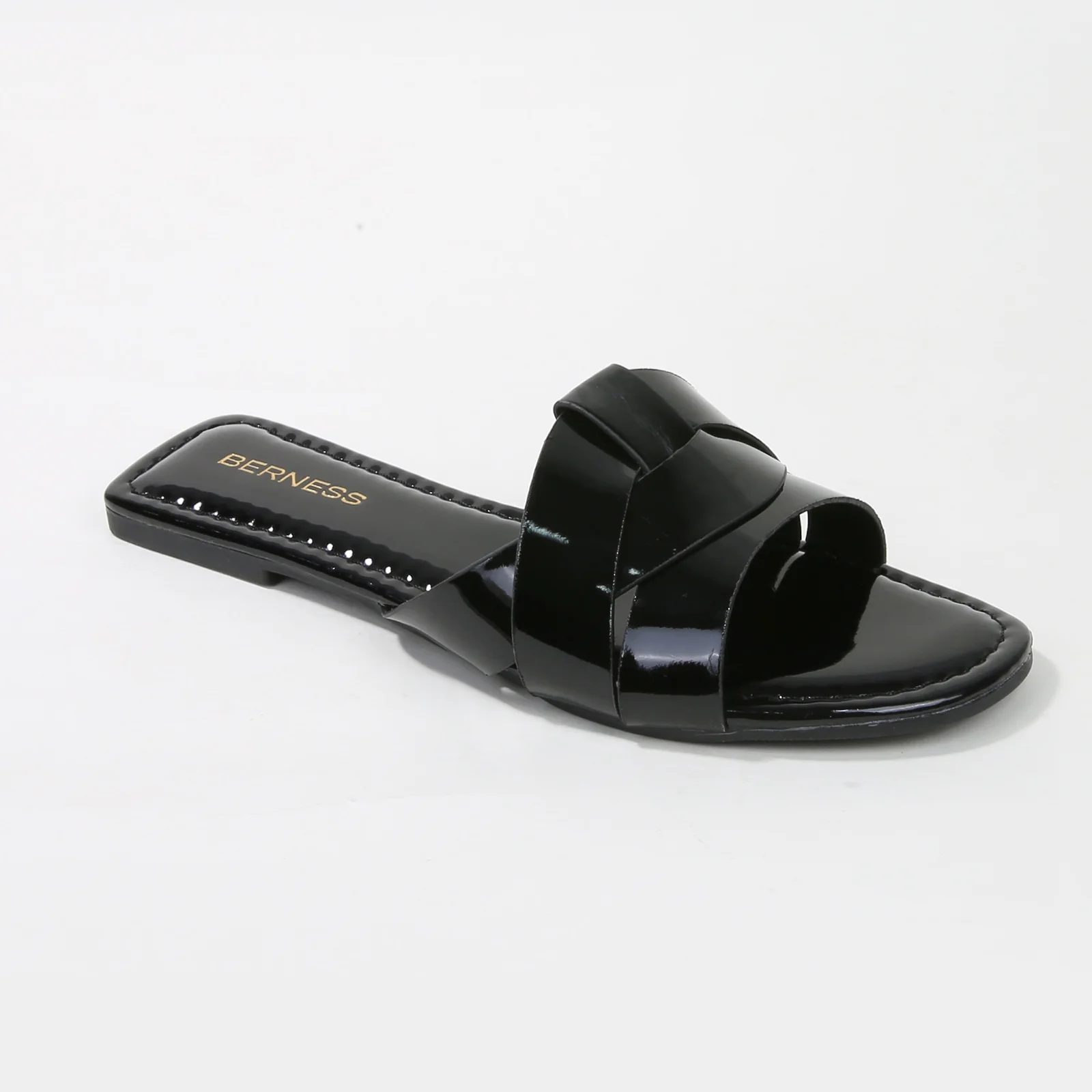 Topaz Glossy Patent Braided Slide Sandals - Image 6