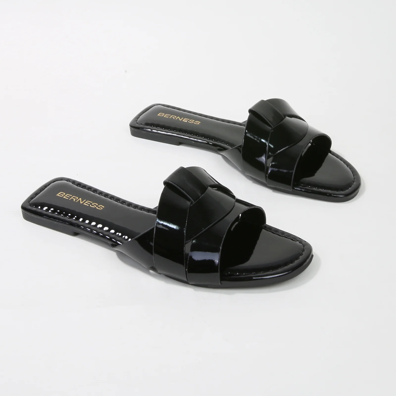 Topaz Glossy Patent Braided Slide Sandals - Image 7