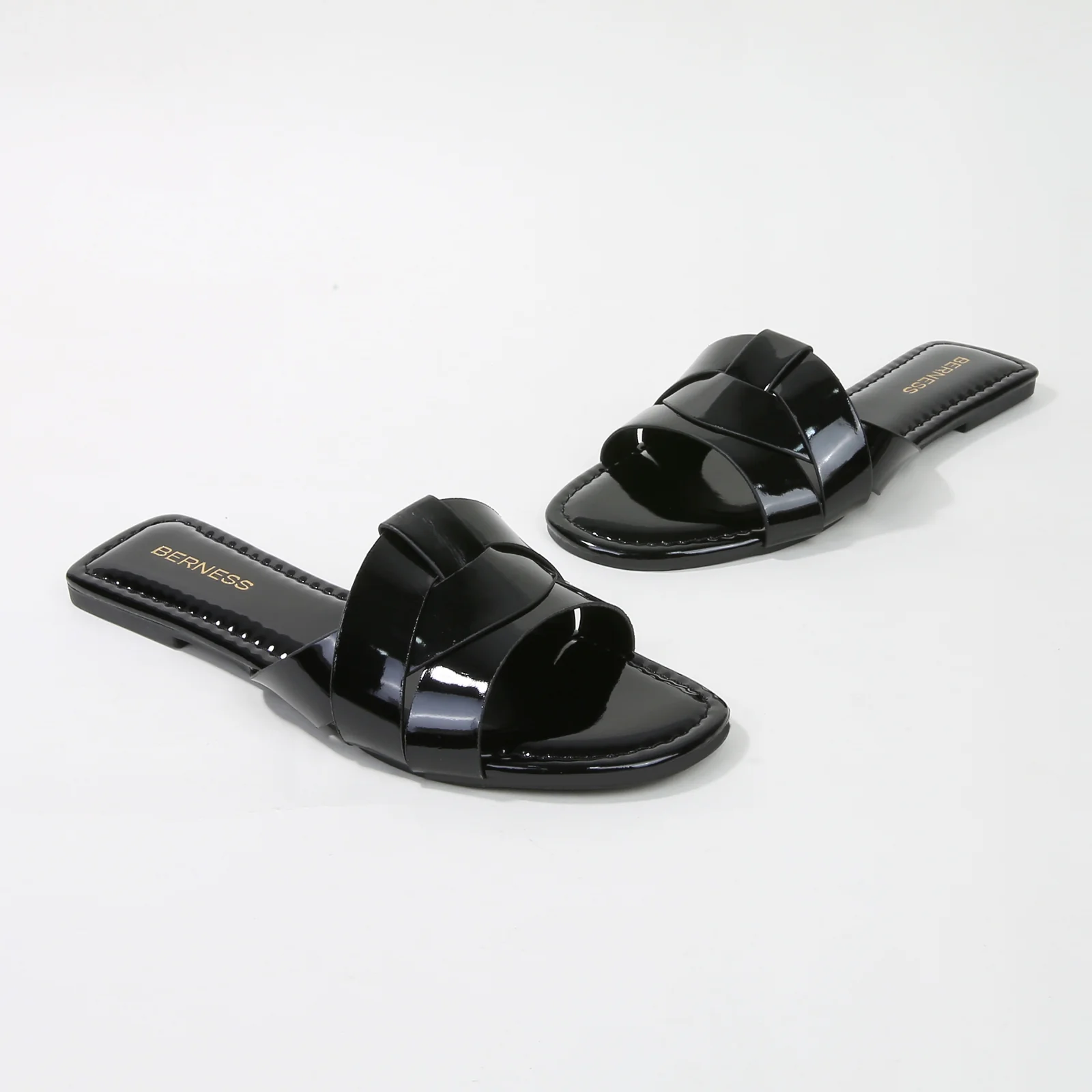 Topaz Glossy Patent Braided Slide Sandals - Image 8