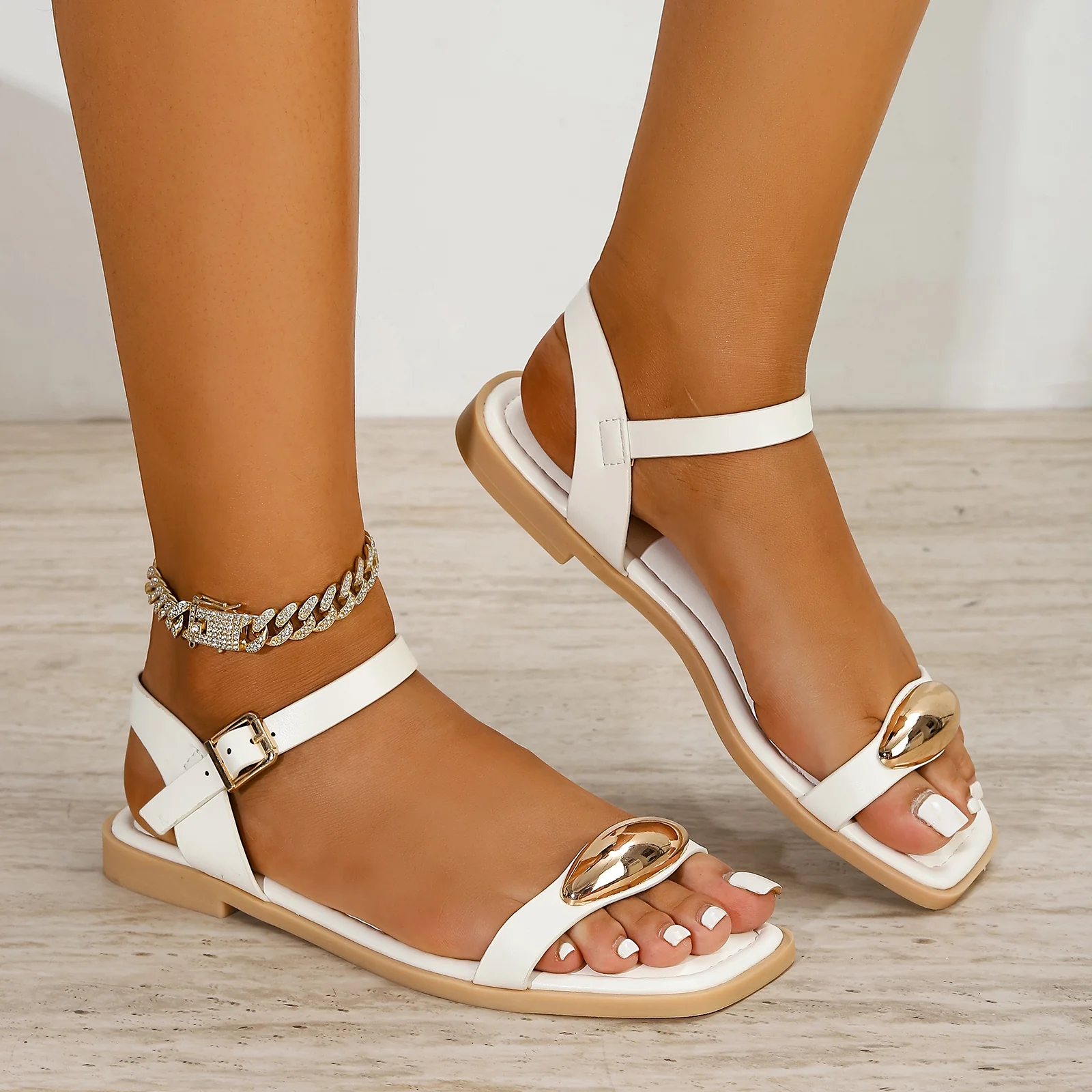 Tristan Sculped Accent Strappy Flat Sandals - Image 16